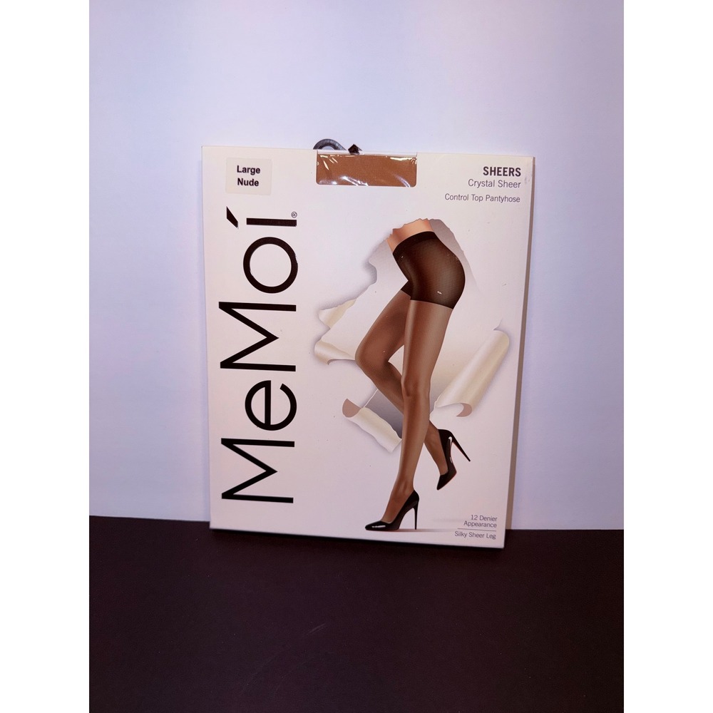 MeMoi Crystal Sheer Control Top Pantyhose Nude Large 12 Denier MM-210 New